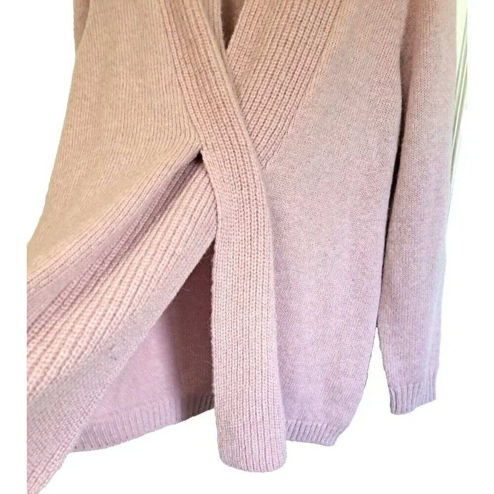 Soft Surroundings L Dusty Mauve Long Sleeve Alpaca Blend V-Neck Pullover Sweater